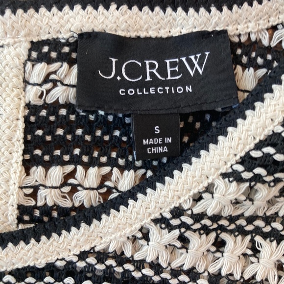 J. Crew Collection Crochet Midi Dress in Stripe Womens S Ivory Black Resortwear - Picture 7 of 16
